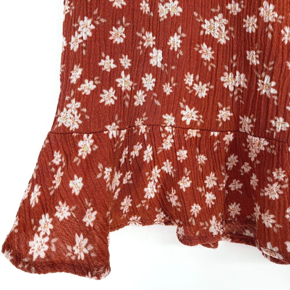 Abercrombie & Fitch Rust Orange Floral Ditsy Ruffle Mini Skirt Cottage Earthy S - Picture 3 of 8